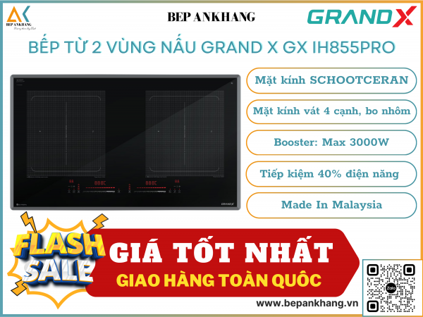 Bếp từ 2 vùng nấu Grand X GX IH855Pro - Made In Malaysia